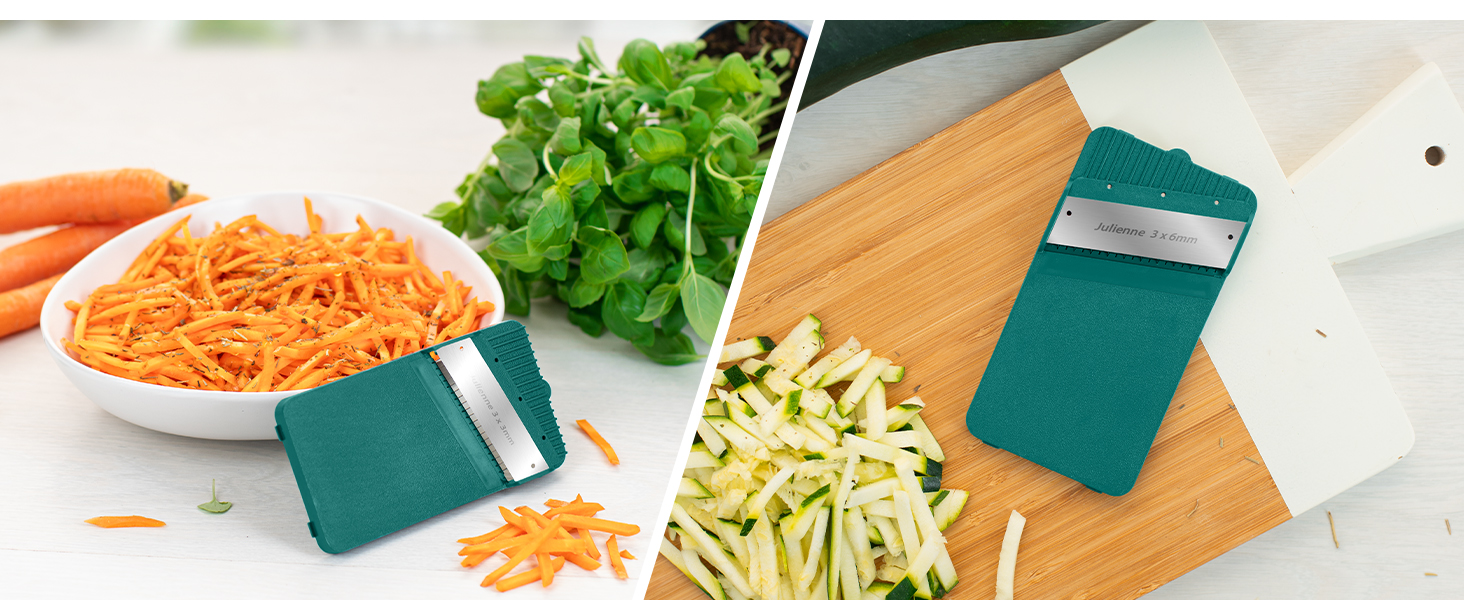 Nicer Dicer Mandoline Vegetable Slicer 12-Piece Set - Vegetable Chopper, Julienne Cutter, Cucumber Slicer, Turquoise/Green