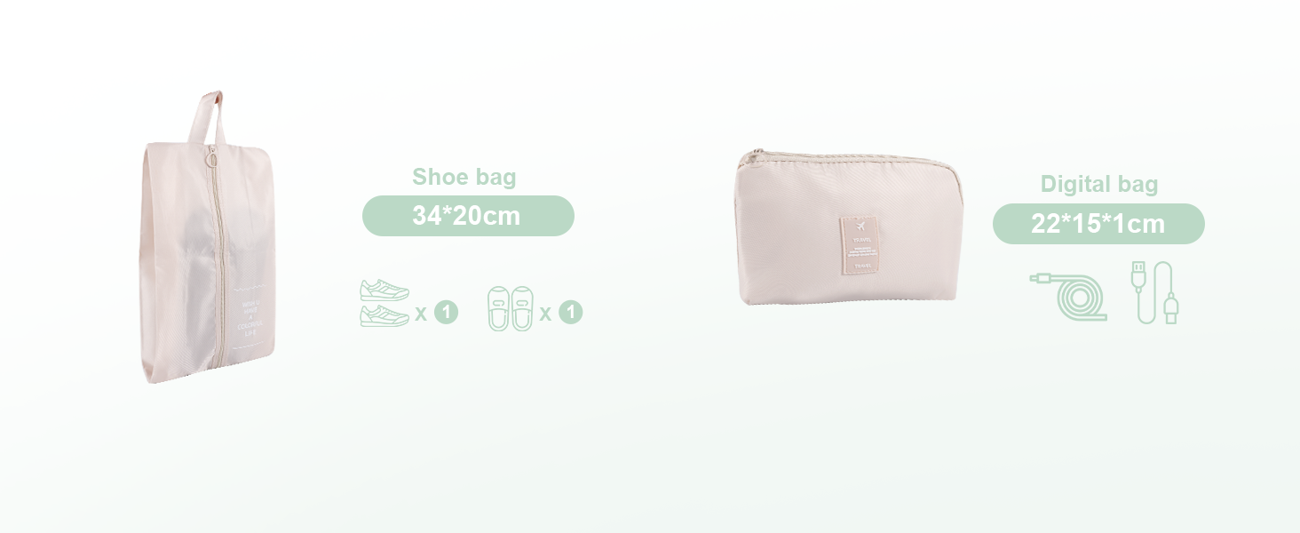 Органайзер для валізи BillyBath: Набір для подорожей (8 шт., A-beige)