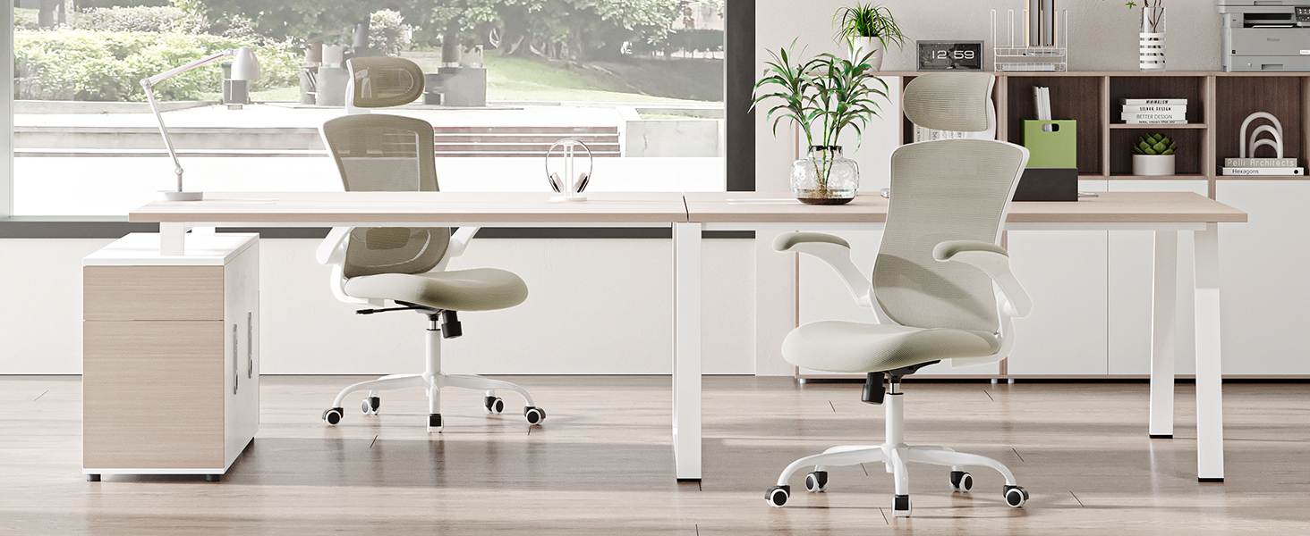 Офісне крісло Colamy Ergonomic з регульованою підголівником та поперековою підтримкою, Khaki