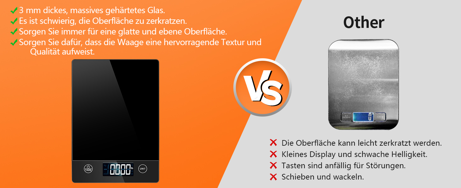 Цифрова кухонна вага з нахиленим дисплеєм, скло, точна 1г, функція тарування, водонепроникна 10кг, сенсорний екран, з батарейками - чорний