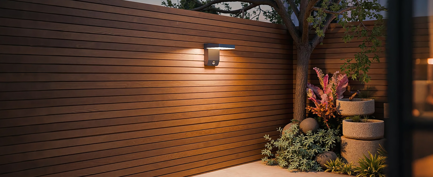 LED вуличний світильник K-Bright 20W з датчиком руху, 3000K, IP65, для балкона та саду, колір антрацит