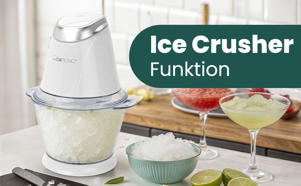 Електричний дрібник Clatronic MZ 3579: 250W, нержавіюча сталь, 1л, подрібнення льоду, білий