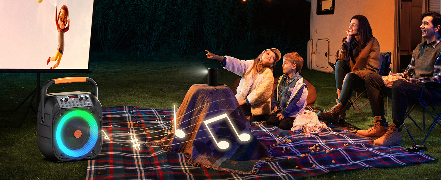 Портативна караоке-машина з Bluetooth, 2 мікрофони, LED-підсвітка, сабвуфер 6.5'