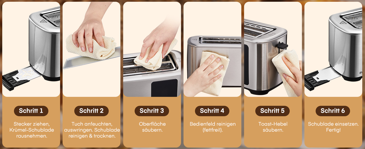 Тостер 4-х секційний, 1400W, нержавіюча сталь, довгий проріз, 9 налаштувань підсмажування, 3 види хліба, функція відміни, розморожування, підігріву, сенсорне керування, з підставою для булок, сріблястий