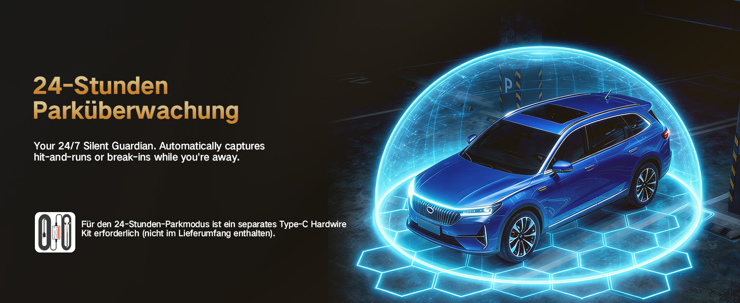 3-канальний автомобільний відеореєстратор 4K (передній, задній, салонний), 170° широкий кут, нічна зйомка, паркування 24/7, G-сенсор, WiFi 5.8 ГГц, SD-карта 64ГБ, чорний