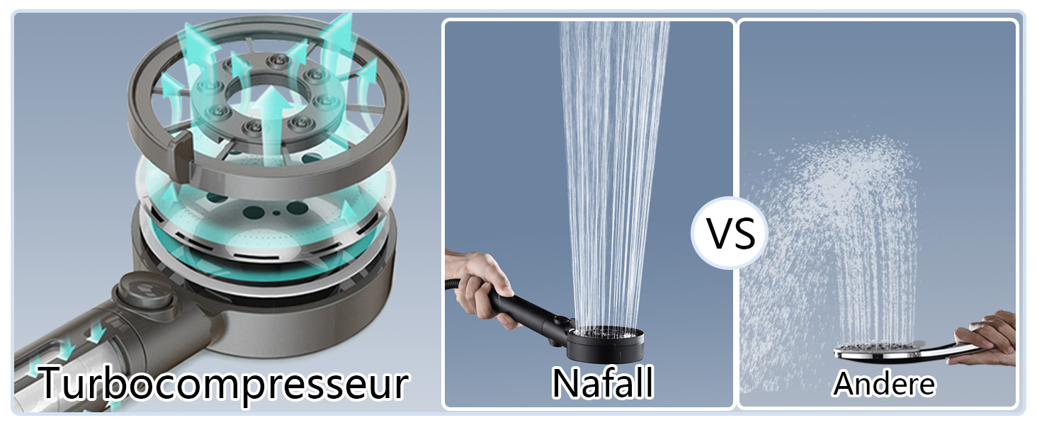 Фільтр для душу Nafall, душова лійка з фільтром, 5 режимів, економна водозбірна лійка для важкої води, видаляє важкі метали, хлор, бактерії, хром, чорний, 4 фільтри