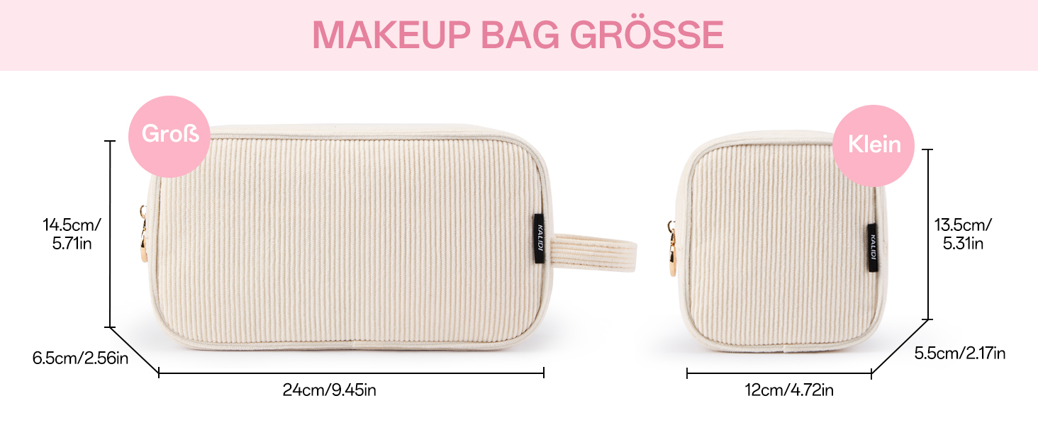 Косметичка для жінок KALIDI з корду, зелено-бежева, з відділеннями, на блискавці, для подорожей