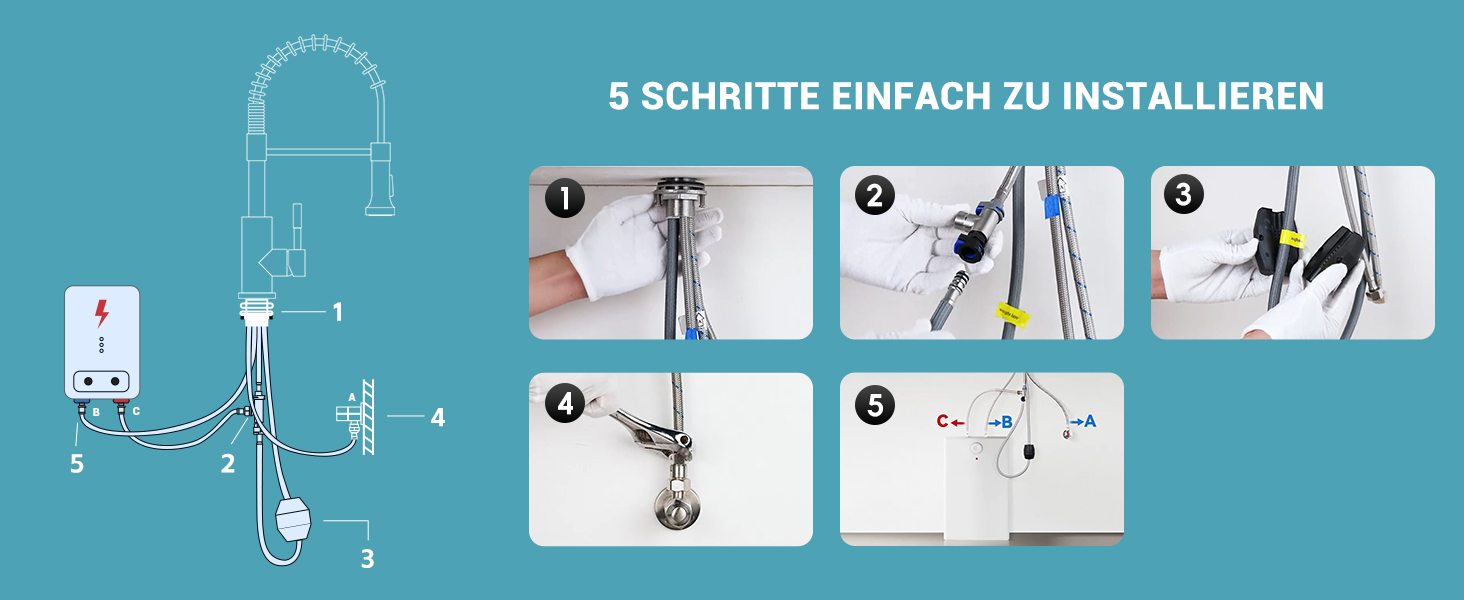 Кран кухонний APPASO 3-в-1 чорного кольору з трьома виходами, для фільтрації води, поворотний на 360°, з двома ручками, з нержавіючої сталі, низький тиск