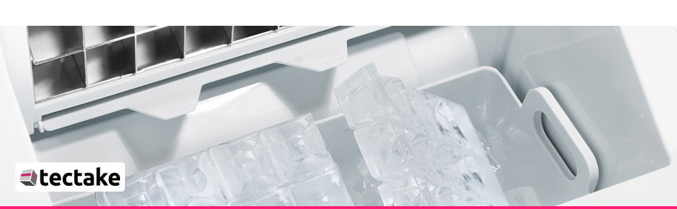 TecTake Professional Ice Cube Machine, Ice Cube Maker for Clear Ice Cubes, Ice Cube Maker, 13 Kg 24 h, 2.2 Liter Water Tank, 24 Ice Cubes per Cycle, incl. Ice Bucket and Ice Scoop - Silver