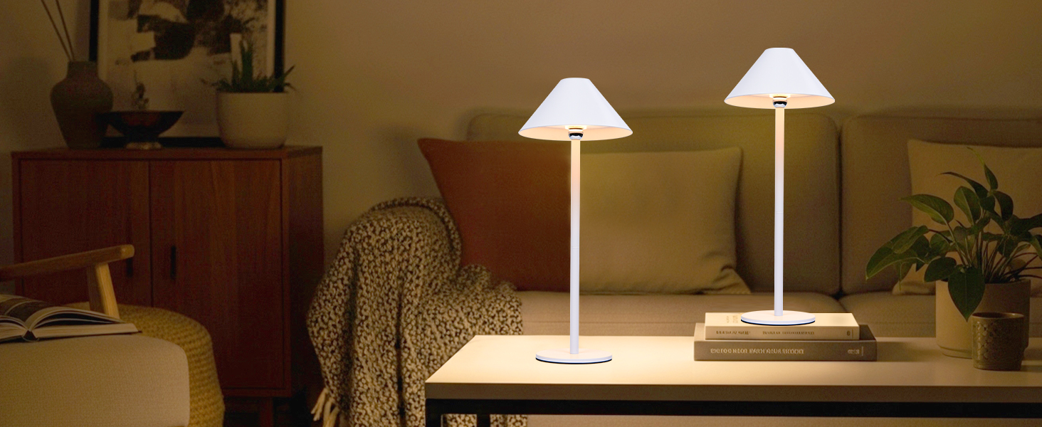 Світлодіодний акумуляторний настільний світильник Rosnek з магнітним кріпленням, димуванням, 3 режими кольору, 4000 mAh, для дому та вулиці (2 в упаковці, білий)