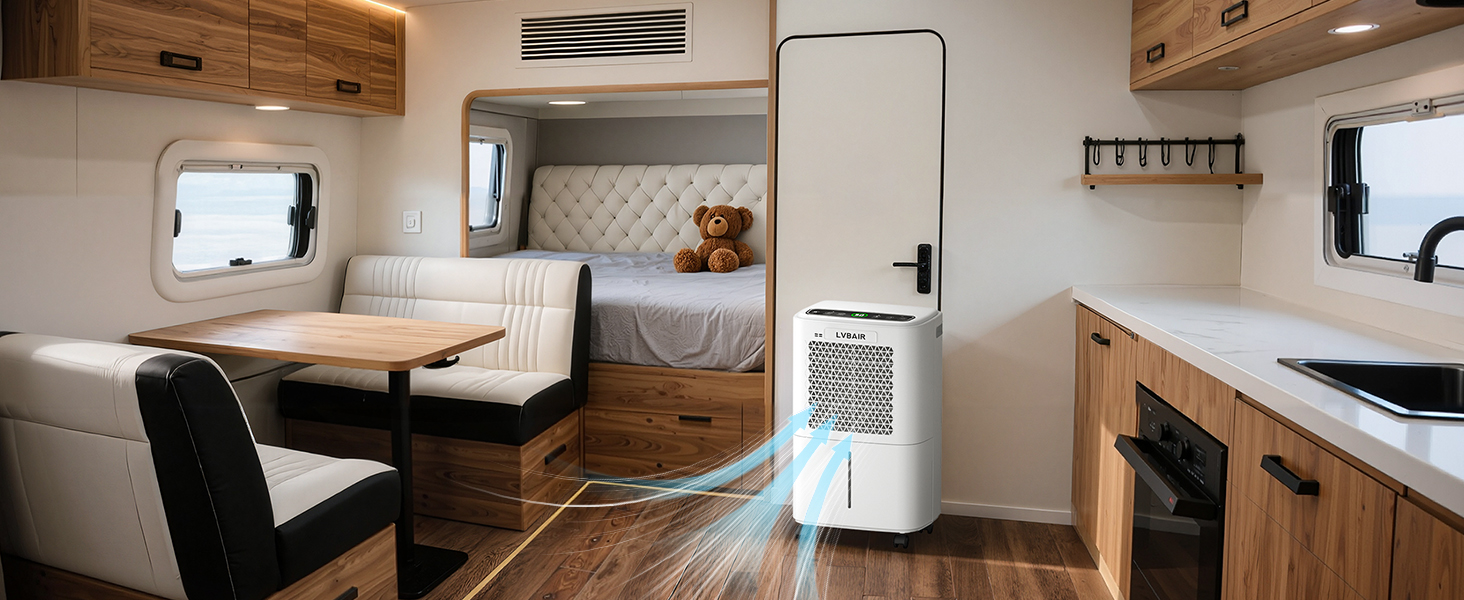 Електричний осушувач повітря 12л/день для 25м²/122м³ – потужне осушення, бак 2л, постійний дренаж, тиха робота, для спальні, підвалу, вітальні