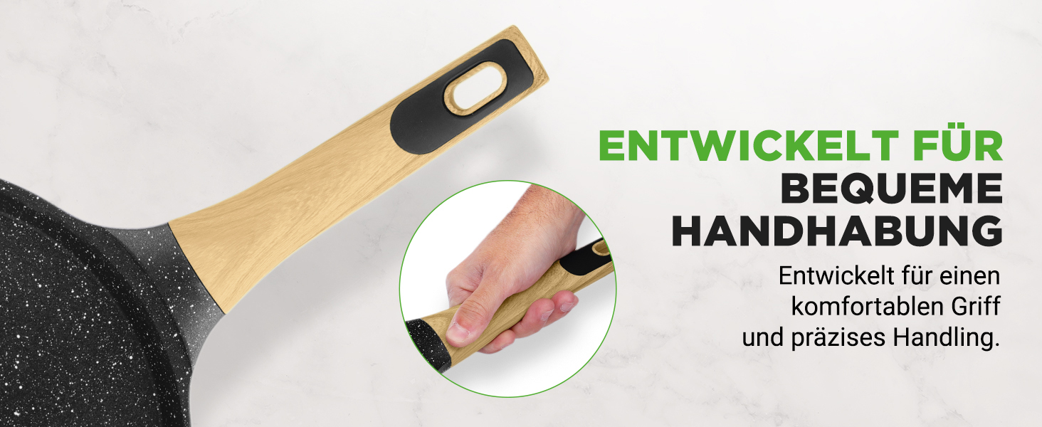 Сковорода для млинців Nutrichef з антипригарним мармуровим покриттям 23 см, індукція, алюміній, з дерев'яною лопаткою