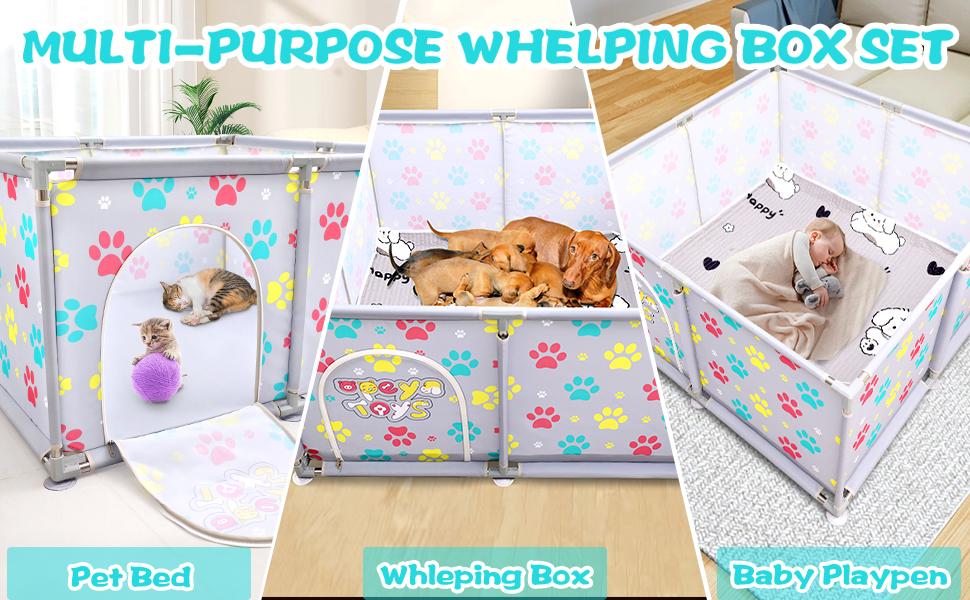 Клітка-манеж для тварин з нержавіючої сталі та міцного полотна, сіра та блакитна, для великих собак, котів, дрібних тварин