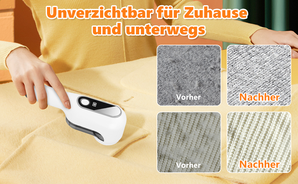 Електричний видалення ворсу HOTUT: 3 леза, LED-дисплей, 2 режими, для одягу, диванів, килимів