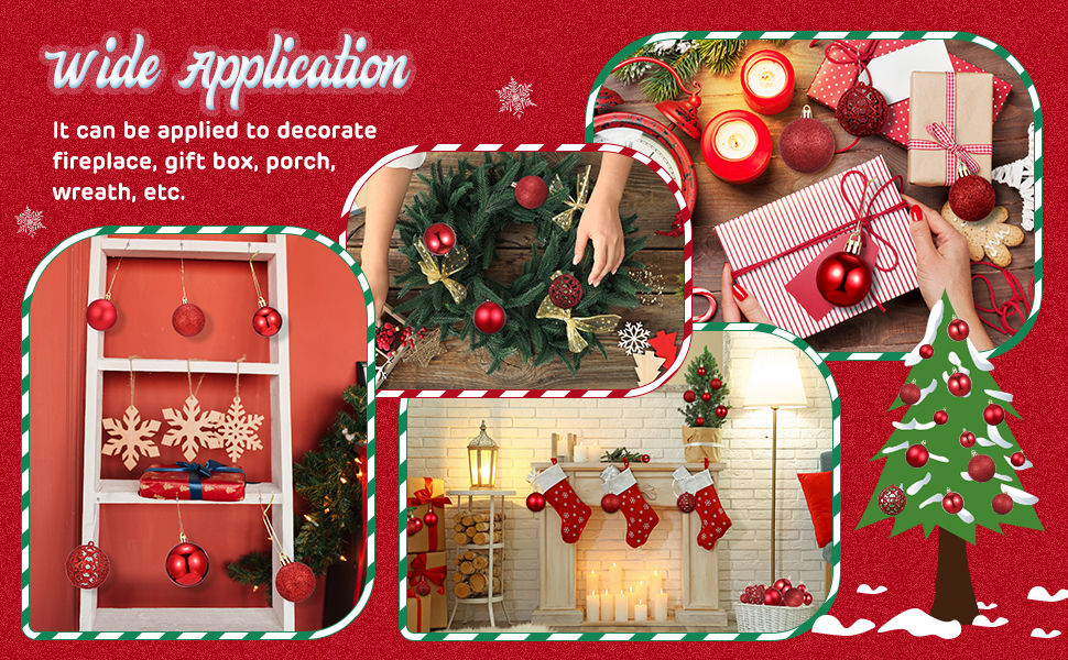 Новорічні кулі 50 шт. 3/4/6 см, блискучі кулі для прикраси ялинки, пластикові, червоні