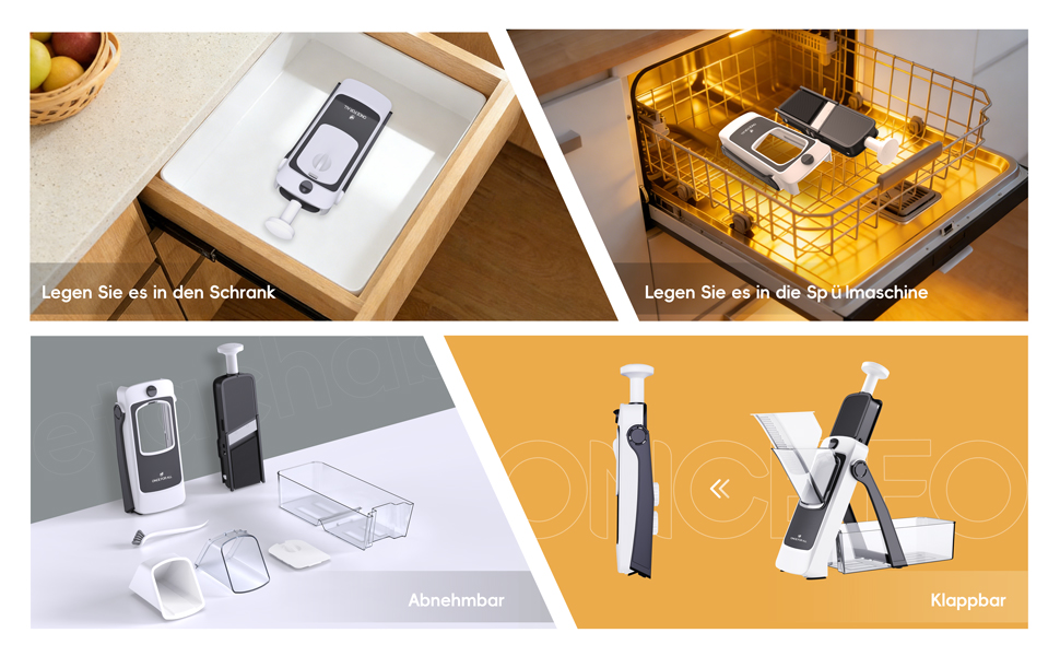 Набір для нарізки овочів ONCE FOR ALL з піддоном, овочевий слайсер, для нарізки картоплі фрі та картоплі, нарізчик цибулі, слайсер огірків - кубик-нарізач (оновлення Space Grey + комплект кошиків кольору асфальт)