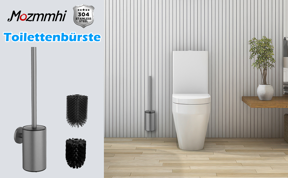 Набір для чищення унітазу з нержавіючої сталі 304, комплект з 2 насадками (круглі сірі)