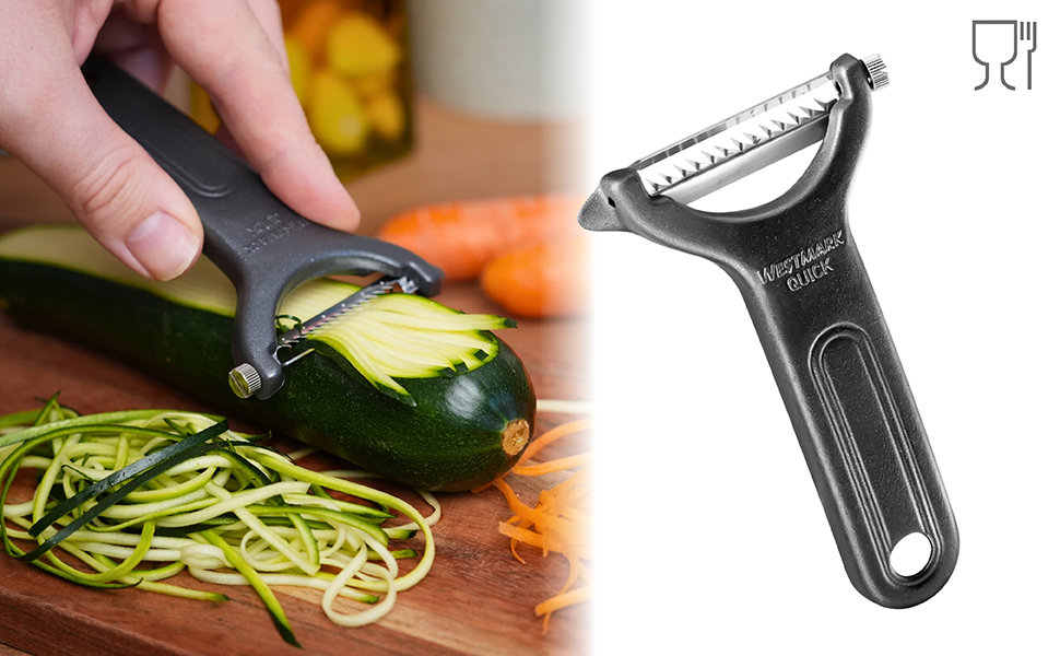 Westmark Sparschäler Julienne Black Edition: Овочечистка для тонкої соломки, нержавіюча сталь, для правшів та лівшів, антрацит