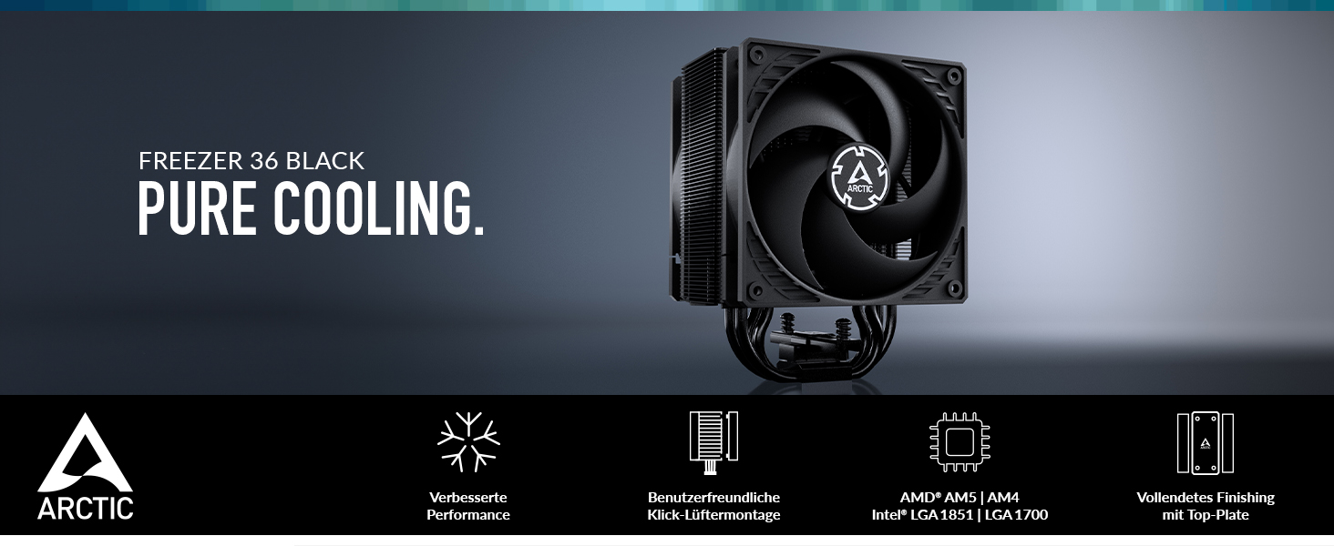 Arctic Freezer 36 - кулер для CPU з Push-Pull, Intel & AMD, 2 x 120 мм вентилятори, 4 Heatpipes, MX-6 термопаста