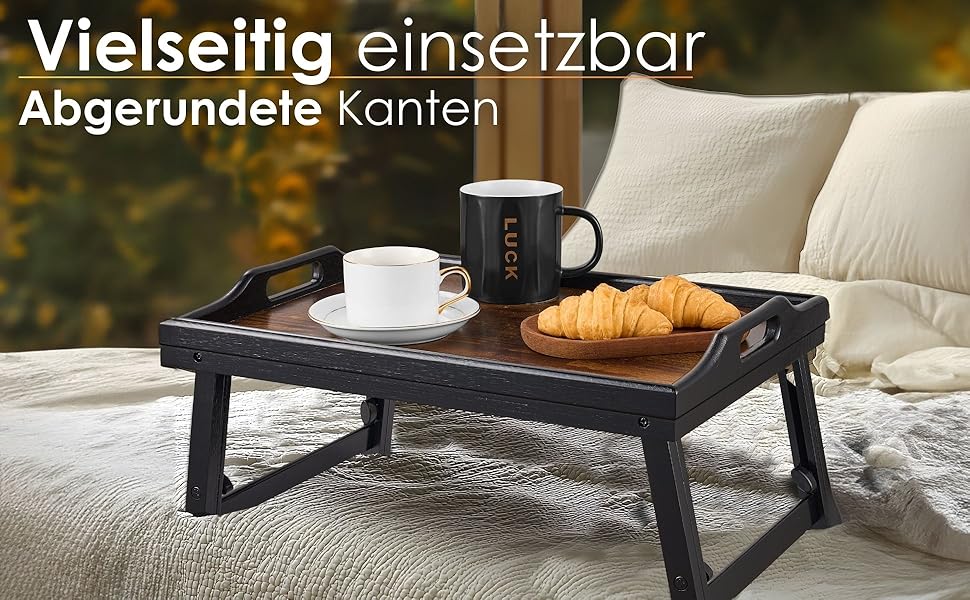 Складаний бамбуковий столик з регулюванням висоти для ліжка та дивана (22,5-32 см) – ноутбук, сніданок, стійка для ноутбука, сніданок, вінтажний колір, бамбук