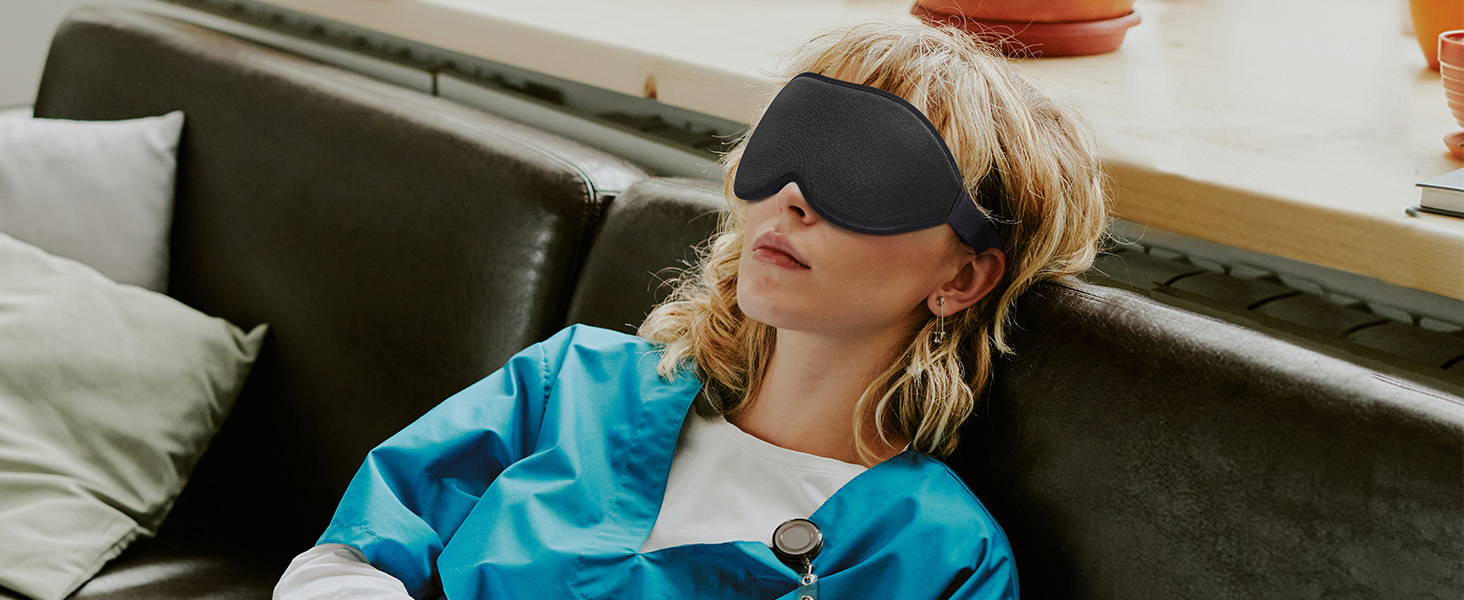 Маска для сну INNELO 3D, 100% світлонепроникна, для жінок та чоловіків, зручна, з мішечком для подорожей, чорна