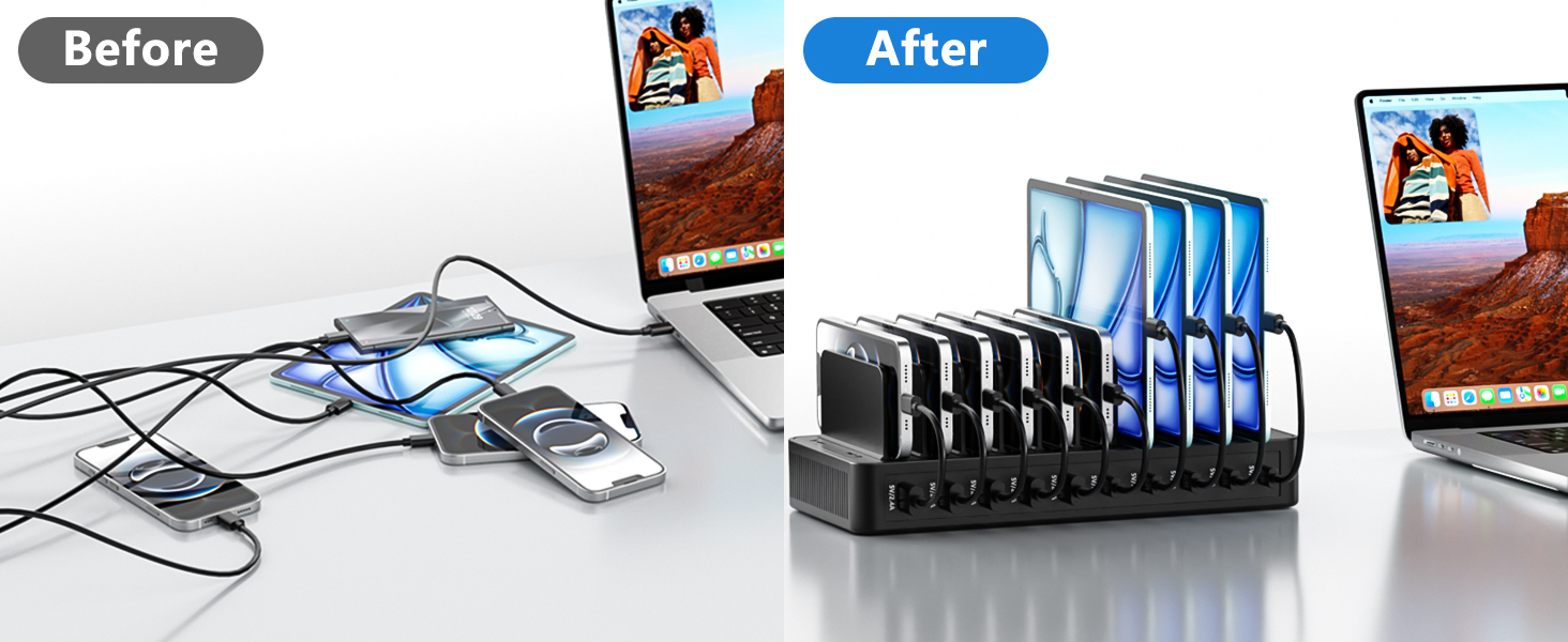 USB зарядний пристрій на 20 портів: Інтелектуальна станція для зарядки iPhone, Samsung, Google та інших пристроїв | Мережевий адаптер