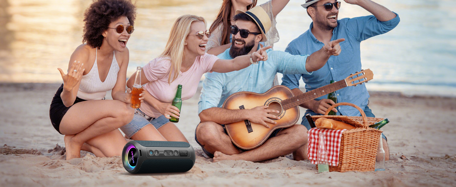 Ortizan X8Pro 40W Bluetooth колонка з мікрофоном, RGB підсвічуванням, водонепроникна IPX7, 30 годин програвання - Navy