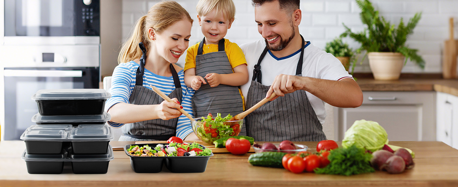 Набір контейнерів для їжі Meal Prep, 20 шт., 32 oz (2 відділення) - BPA Free, для мікрохвильової печі, морозильника та посудомийної машини