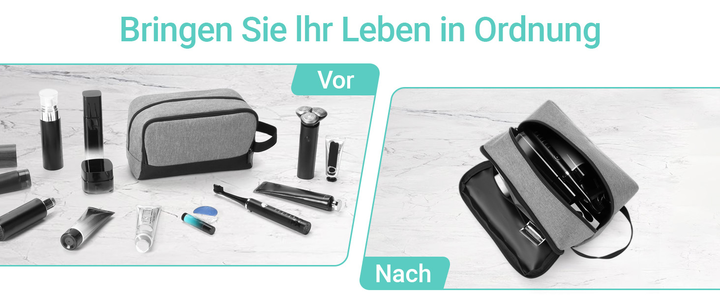 Чоловічий дорожній набір Elviros: органайзер для туалетних аксесуарів, кульки для гоління, сірий