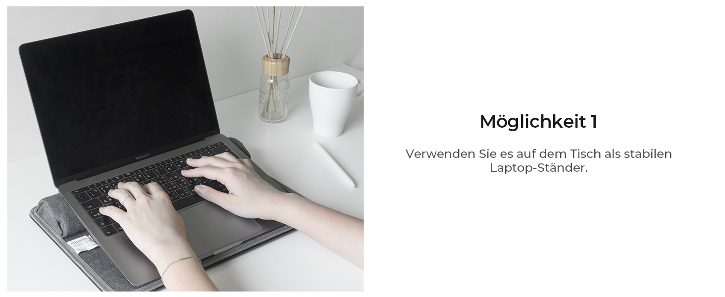 Підставка для ноутбука на колінах, колінцевий столик з подушкою, L – дерев'яний вигляд (M – PU), 30.5 x 57 x 4.5 см