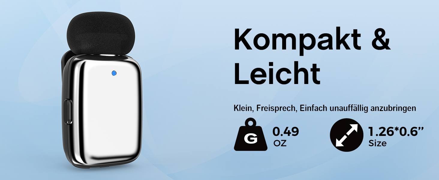 Мікрофон ZealSound Mini Wireless з USB-C/Lightning, для Android/iPhone, з шумозаглушенням, 33h акумулятор, 100м, для Vlogging, TikTok, Podcast, YouTube (M6 Чорний/Срібний)