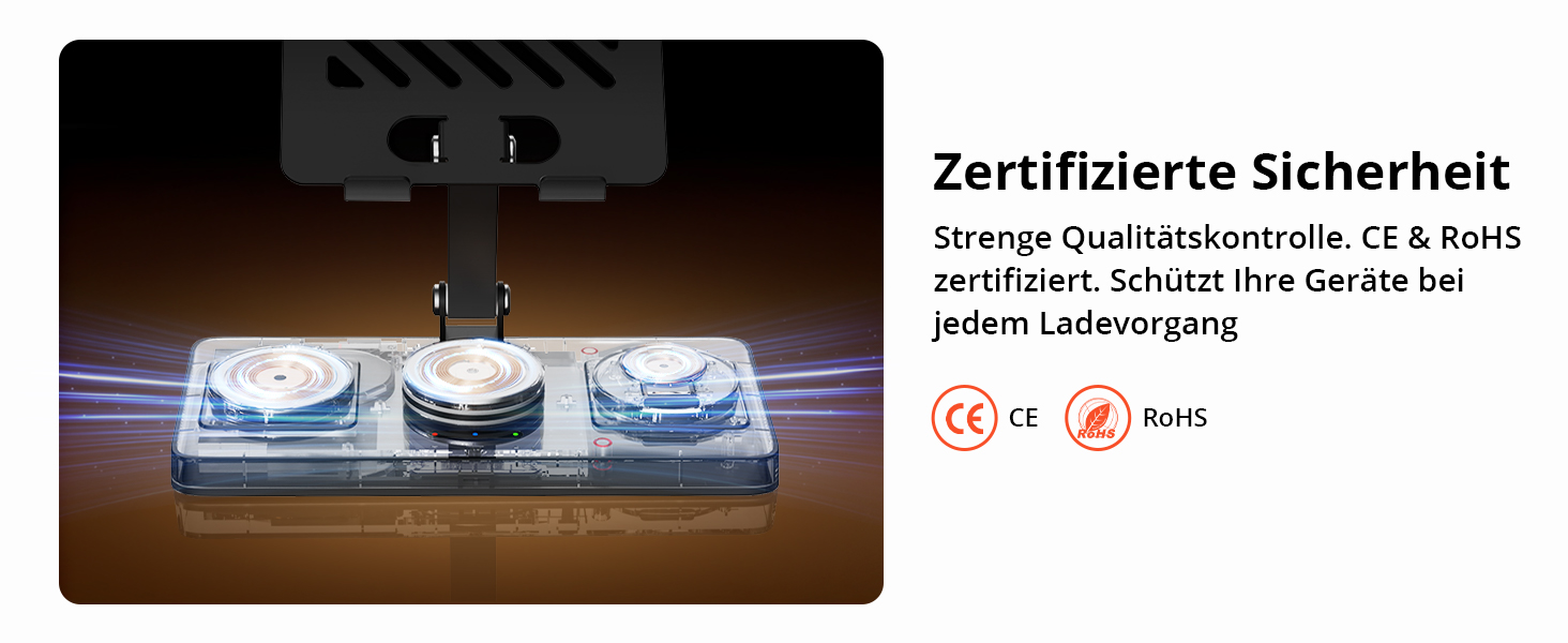 Зарядна станція GEEKERA 4-в-1 для Apple: магнітне індуктивне зарядне для iPhone, iPad, Apple Watch та AirPods, вбудований кабель, металевий чорний
