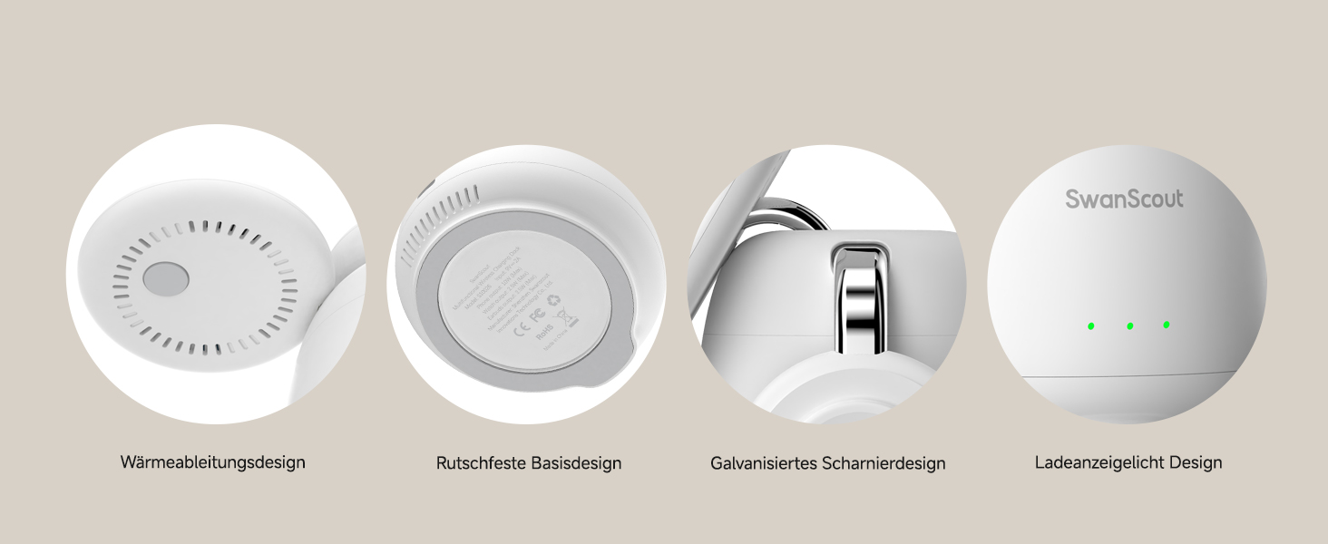 Бездротова зарядка SwanScout 3-в-1 для Samsung Galaxy S25 Ultra, S24, S23, Z Flip 7, Z Fold 7, Galaxy Watch 8/Ultra/7/6/5, Buds (без адаптера) біла
