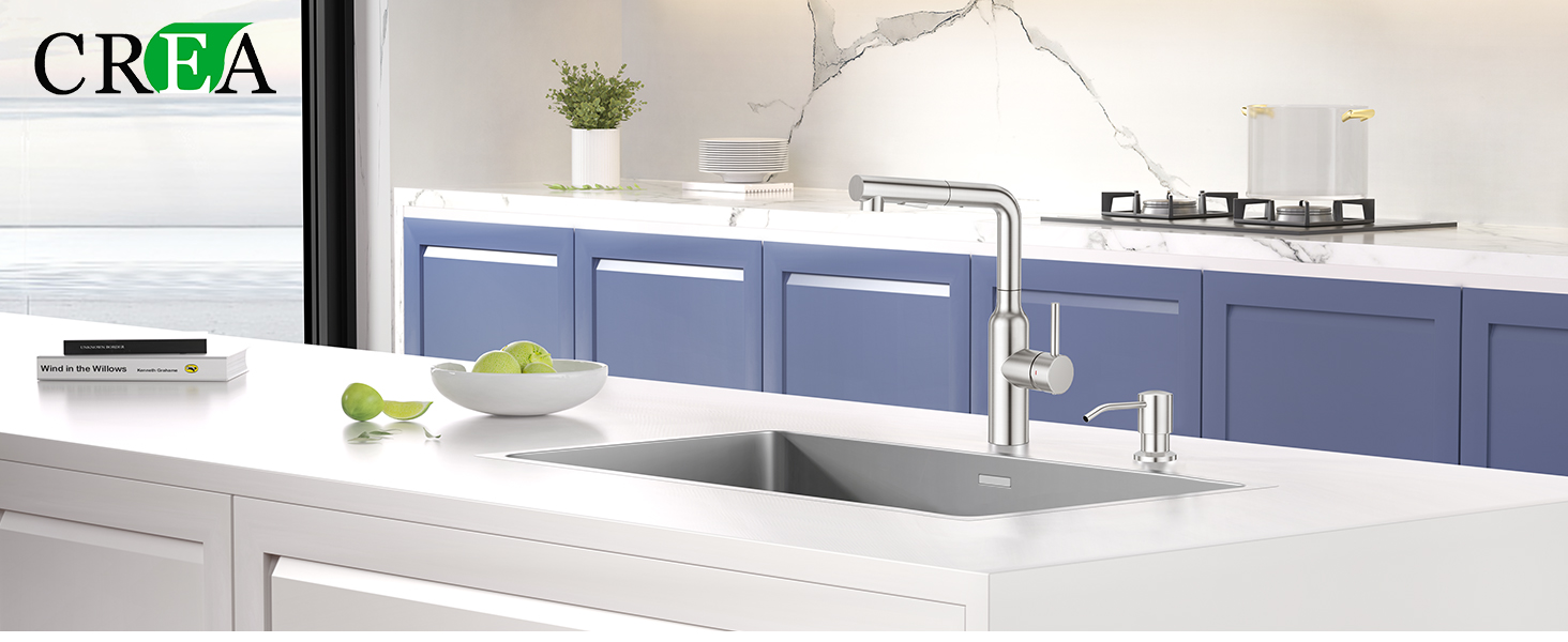 Кухонний змішувач CREA з висувною лійкою та 2 режимами струменя, поворотний на 360°, з нержавіючої сталі, матовий, для кухні