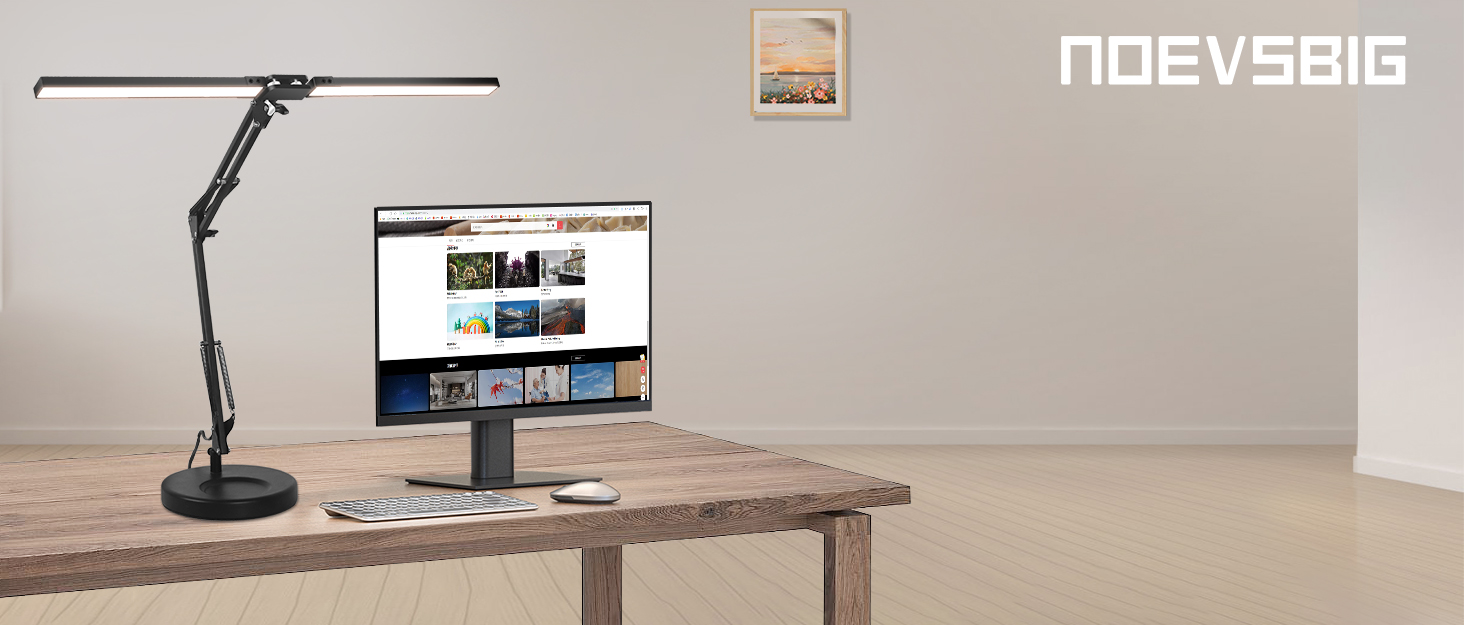 LED настільна лампа NOEVSBIG 24W з регулюванням яскравості, 5 режимів, таймер, сенсорне керування, кріплення, денне світло, сучасний дизайн