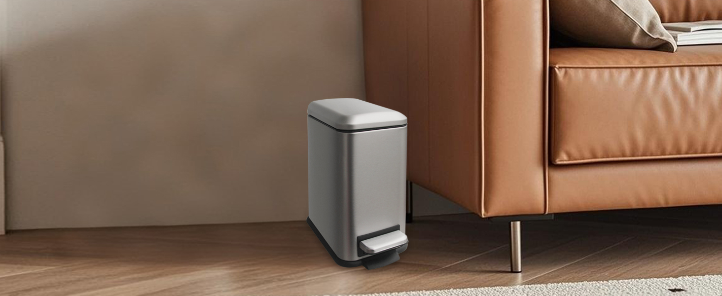 Трюмний смітник для кухні: вузький, з педаллю, з відром, нержавіюча сталь, 5л, зелений