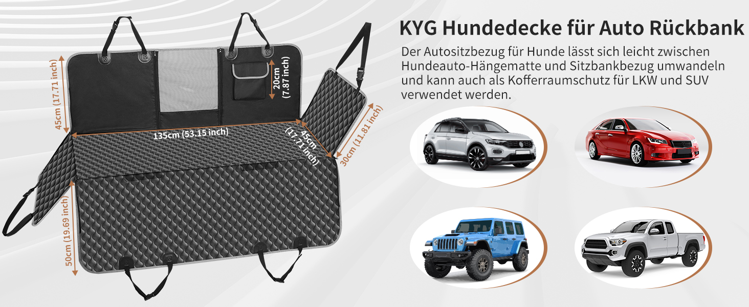 KYG Car Seat Dog Cover - Waterproof & Non-Slip Back Seat Protector with Window - 135x140cm
