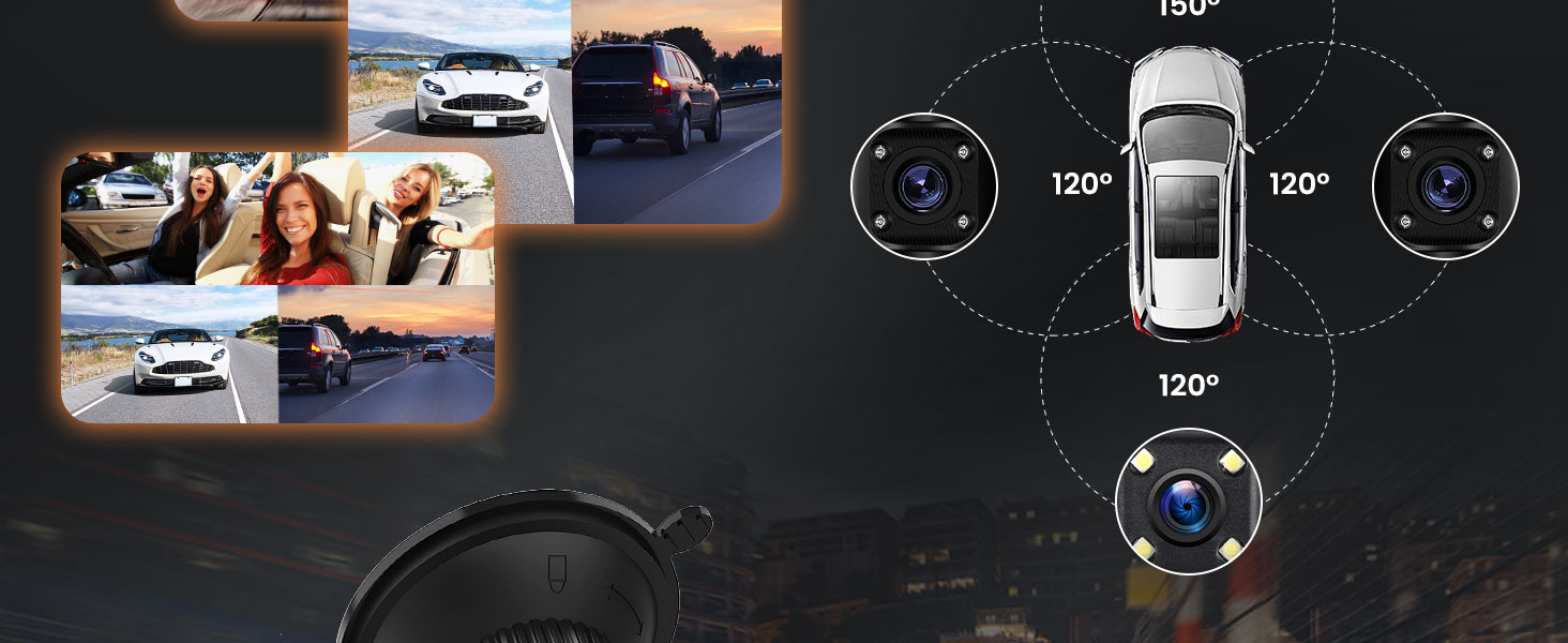 Автомобільний відеореєстратор 360° 4-канальний FHD 1080P (передній, задній, лівий, правий), 3