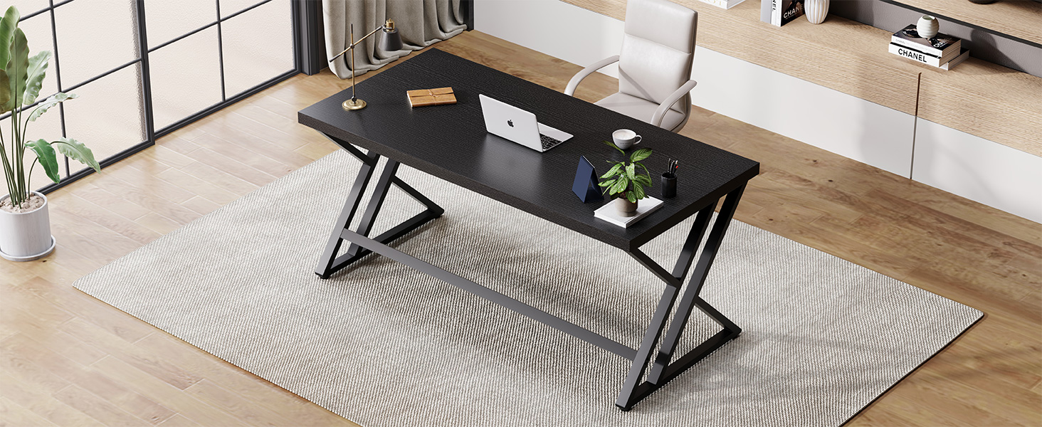 Комп'ютерний стіл LVB, 140 x 60 x 75.5 см, чорний, для дому та офісу