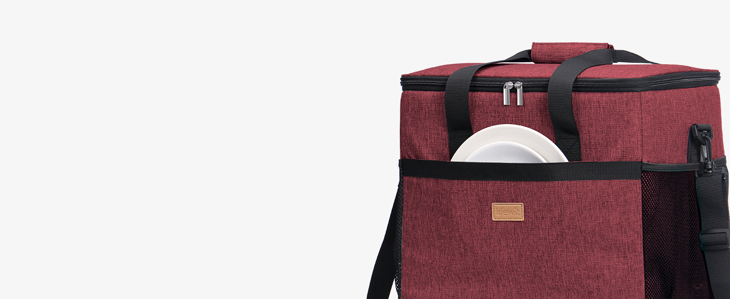 Термосумка LifeWit 40L для перевезення їжі (Вишневий колір)