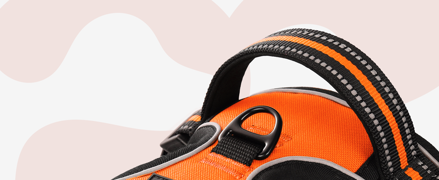 Нашийник для собак Rabbitgoo великих порід, регульований, анти-тяга, з ручкою, м'який, світловідбиваючий, помаранчевий, L (1 шт.)