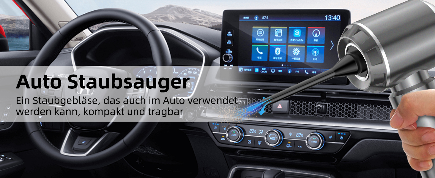 Портативний акумуляторний пилосос NVKHG 18000Pa з безщітковим мотором, 3 швидкості, для авто, дому, офісу, кухні, видалення шерсті тварин (сірий)