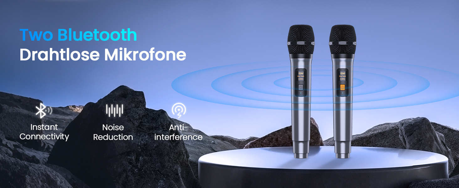 Портативна караоке-машина Ankuka з 2 бездротовими мікрофонами, 15W Bluetooth, LED-підсвічуванням, TF/USB, FM, AUX, TWS, для вечірок та свят