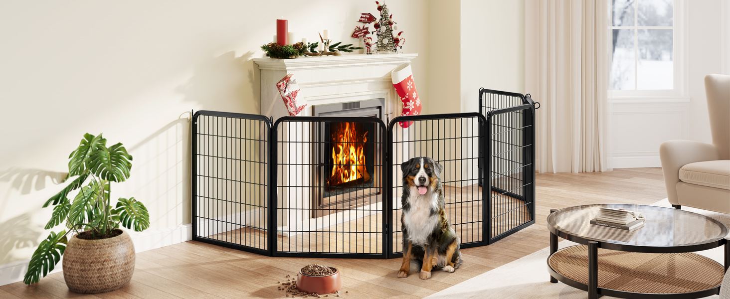 Yaheetech Folding Dog Playpen - 100cm High, 6-Panel, Portable Dog Kennel with Door for Indoor & Outdoor Use - Easy Assembly