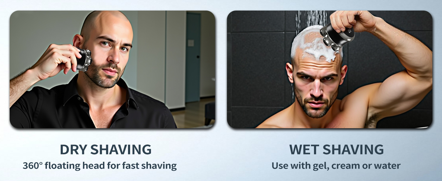 Електричний гоління голови для чоловіків Glatzen, 7D гнучкий знімний гоління, плаваюча головка, водонепроникний для мокрого та сухого використання, гоління з LED-дисплеєм
