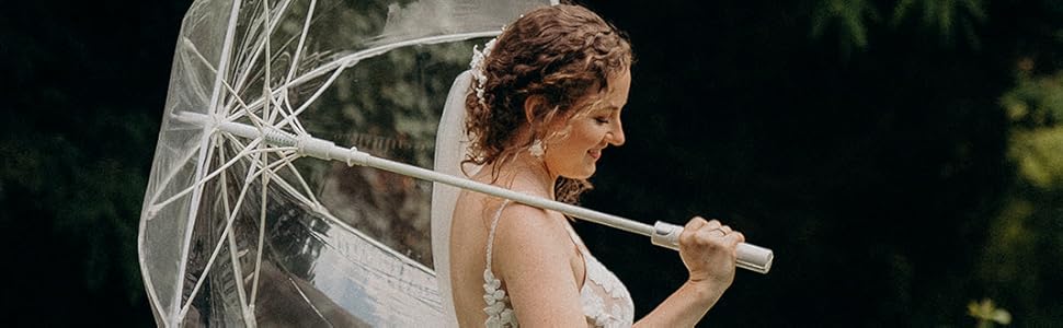 Montagsliebe Transparent Wedding Umbrella - Large 124cm Clear Parasol for Couples