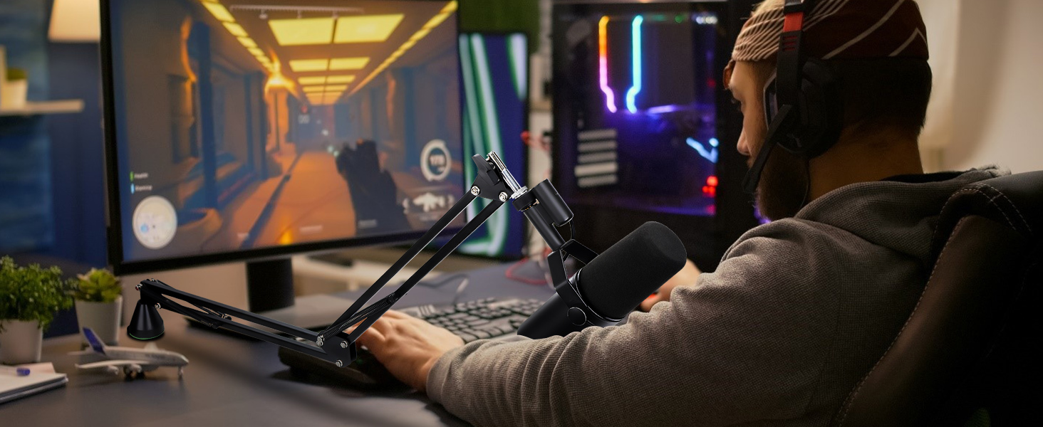 Кріплення для мікрофона HyperX QuadCast та інші - кріплення на стіл з поп-фільтром, сумісне з Blue Yeti, Razer Seiren Mini, YOUSHARES (8. Low Profile)