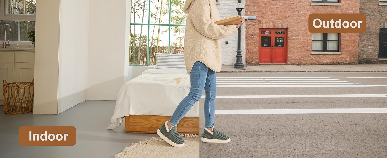 Тапочки домашні Donpapa для жінок та чоловіків, зимові, теплі, з плюшем та кордурою, закриті, з пам'яттю, антиковзаючі, для дому та вулиці, 38/39 EU, хакі