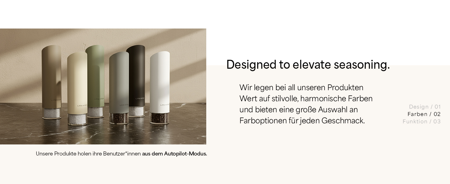 Електричні млини для солі та перцю LARS NYSØM Gravity Grinder - Набір з двох млинів, USB-C, регулювання помелу, для кухні (сірий)