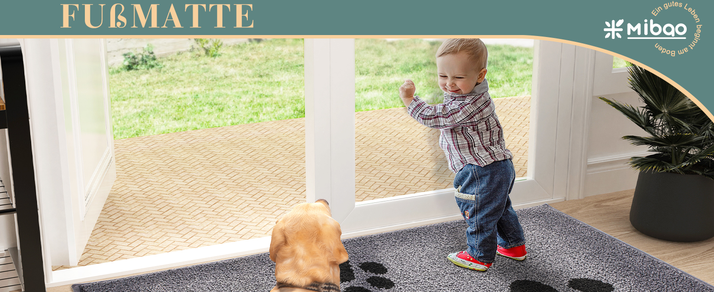 Килимок вхідний Mibao 60 x 90 см, протибрудною та протиковзаючий килим для входу та задніх дверей, що миється в машині, м'який килимок для лап та взуття, сірий